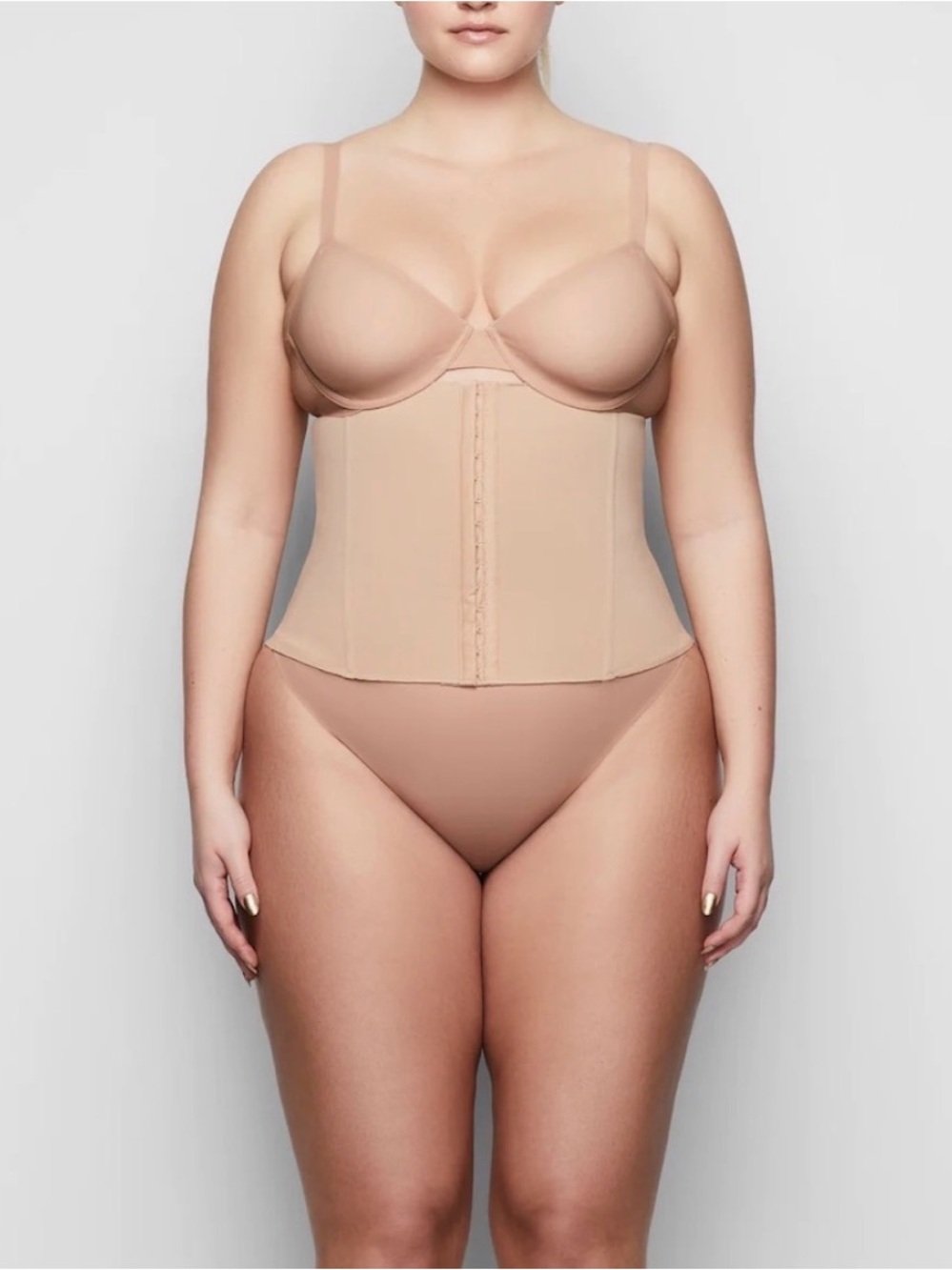 SKIMS Beige Waist Cincher with Hook-and-Eye Front